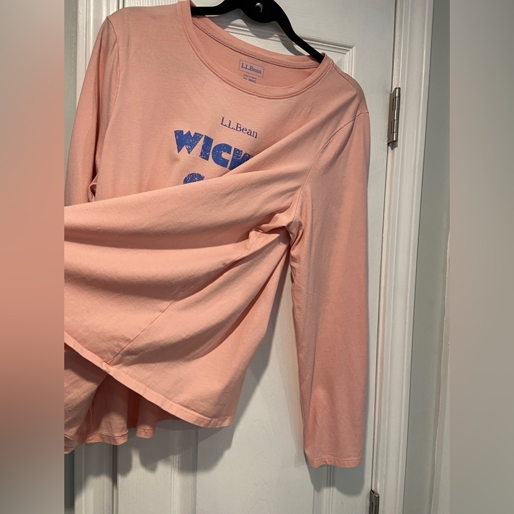 L.L. Bean Size XL Long Sleeve Crew Neck Tee Short Wicked Cozy Graphic Print - Picture 2 of 10